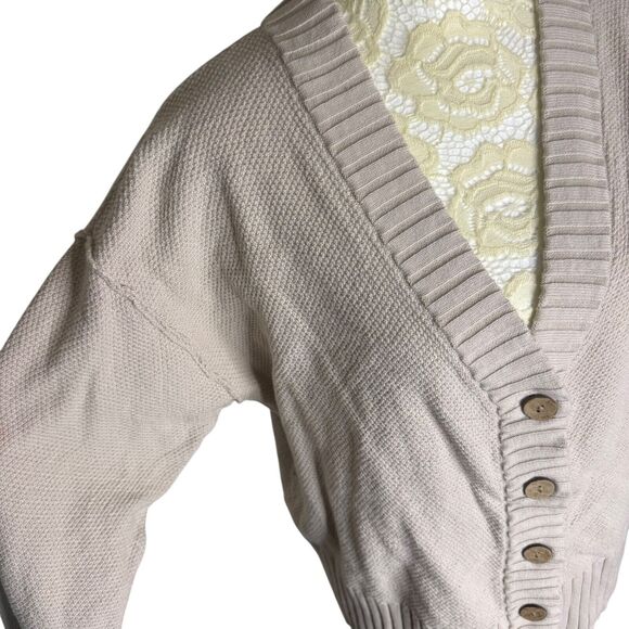 Anrabess Cardigan Jogger Sweater Set Crop High Waist Textured Tan S - Picture 8 of 16